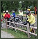 Members stopping at Centennial Trailhead.